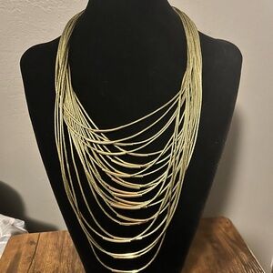 Charming Charlie Olive Green Gold Multi-Layer Necklace